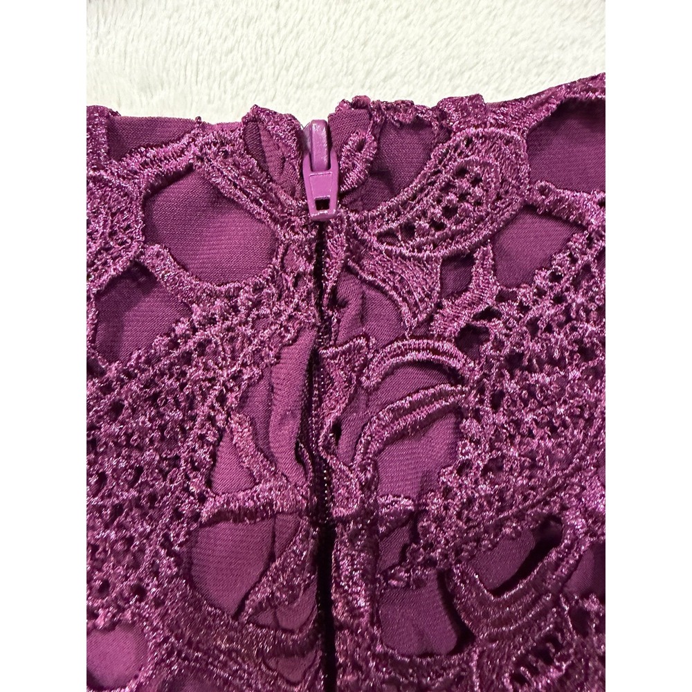 Lauren Ralph Lauren Lace Sheath Dress Purple Plum Cocktail Party Size 10 Midi - Picture 5 of 12